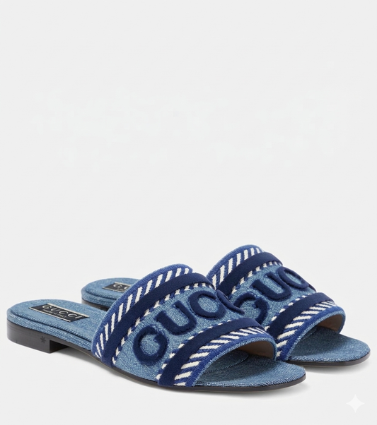 Gucci Jane Denim Slide Sandal "Blue"