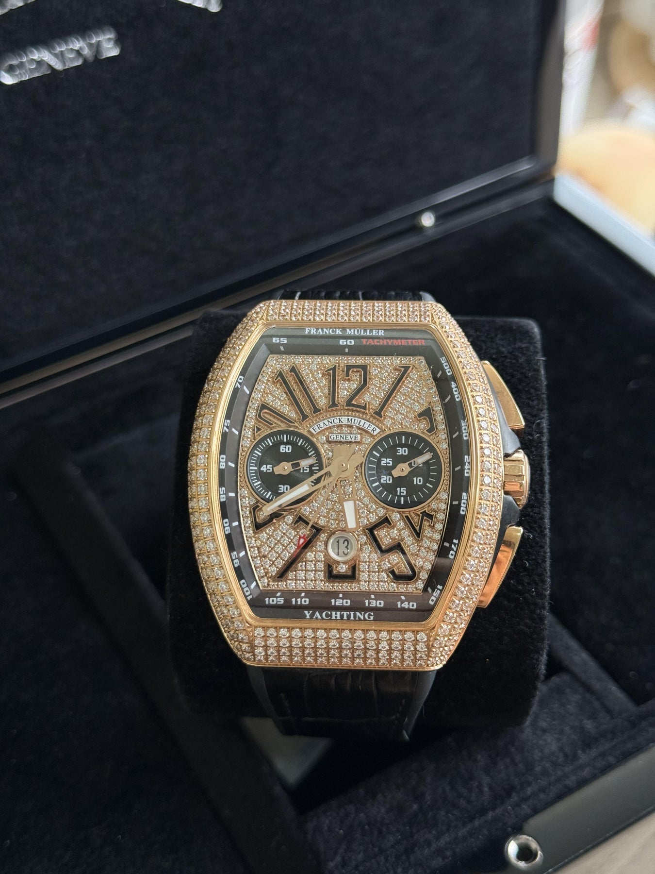 Franck Muller Yachting fully iced Rose gold