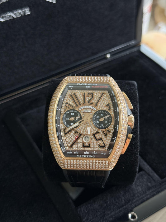 Franck Muller Yachting fully iced Rose gold