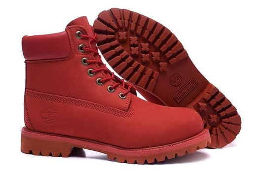 Timberland Red Nubuck Leather Lace-Up Boots