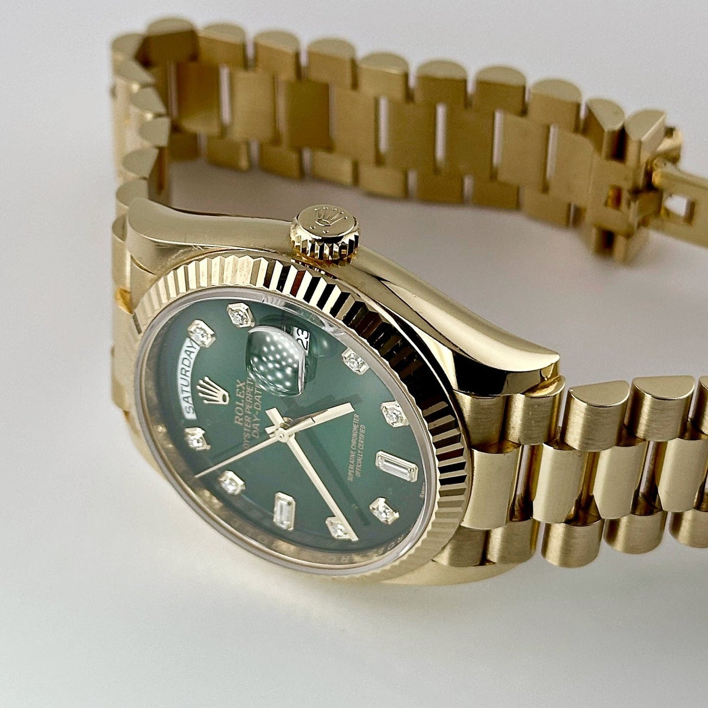 Rolex Day-Date 36mm Yellow Gold Green Ombré Diamond Dial