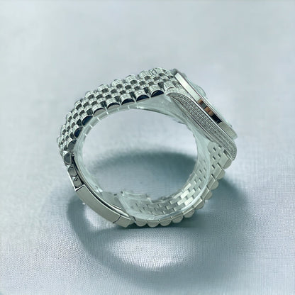 ROLEX DATEJUST 41 FULL ICED OUT – RUBY BEZEL - RED ROMAN DIAL