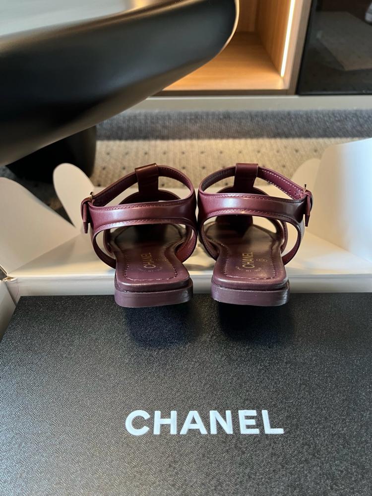 Chanel Gladiator Flat Sandals "Burgundy"