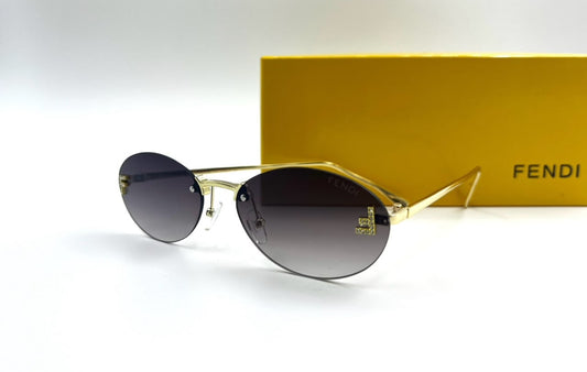 Fendi Style Gold Rimless Oval Sunglasses for Women
