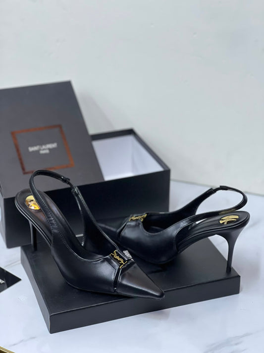 Saint Laurent-Inspired Black Slingback Heels