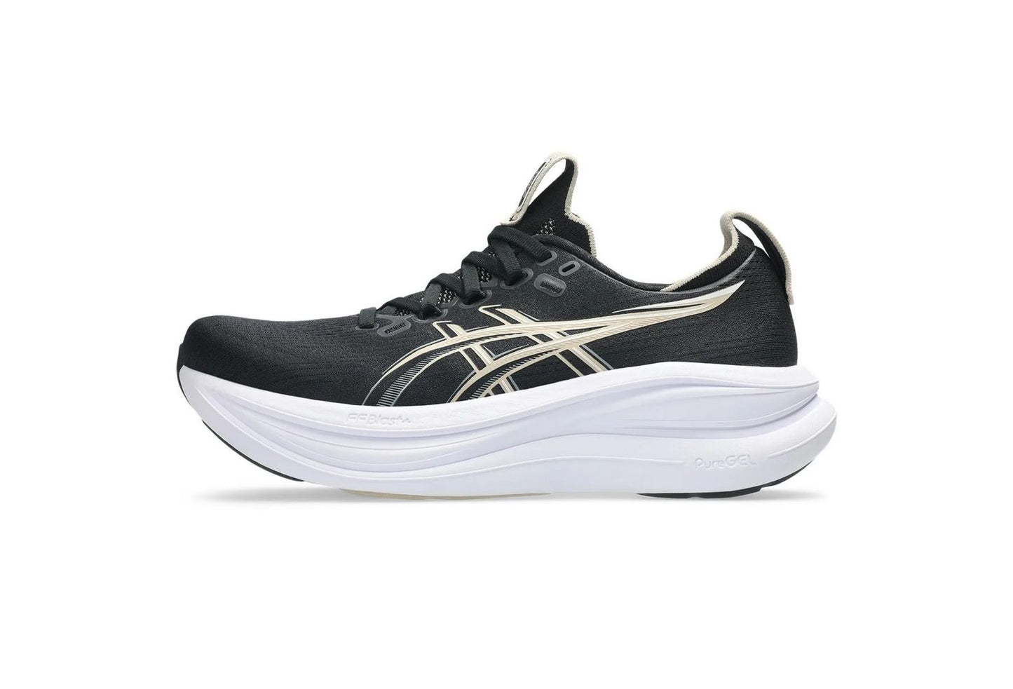 Asics Gel-Nimbus 28 black with white and gold
