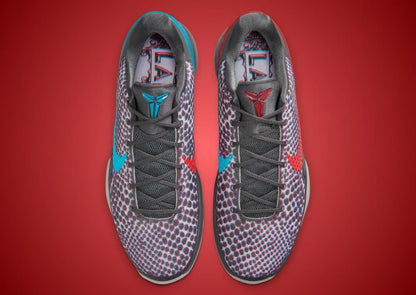 Nike Kobe 6 Protro "3D" Men's Basketball Sneakers – Grey Red Blue Snakeskin