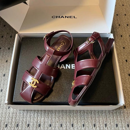 Chanel Gladiator Flat Sandals "Burgundy"