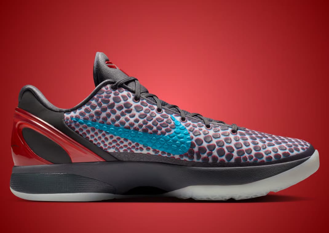 Nike Kobe 6 Protro "3D" Men's Basketball Sneakers – Grey Red Blue Snakeskin