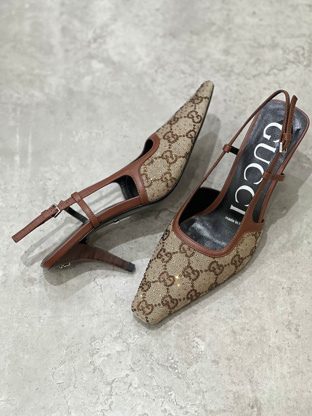 Gucci GG Canvas Slingback Pumps