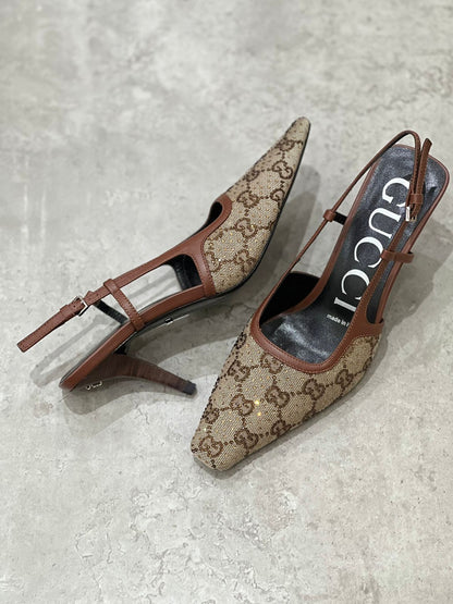 Gucci GG Canvas Slingback Pumps