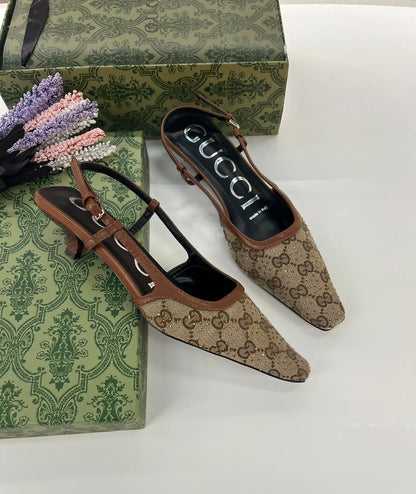 Gucci GG Canvas Slingback Pumps