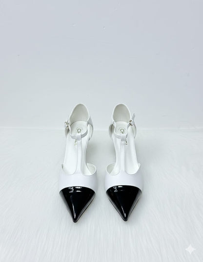 Chanel T-Strap Slingback White & Black