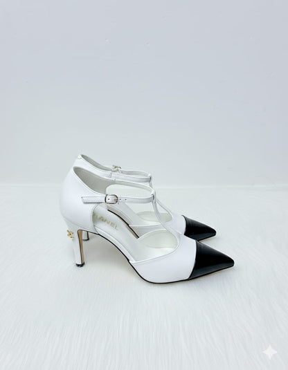 Chanel T-Strap Slingback White & Black