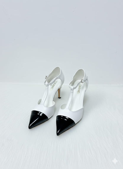 Chanel T-Strap Slingback White & Black