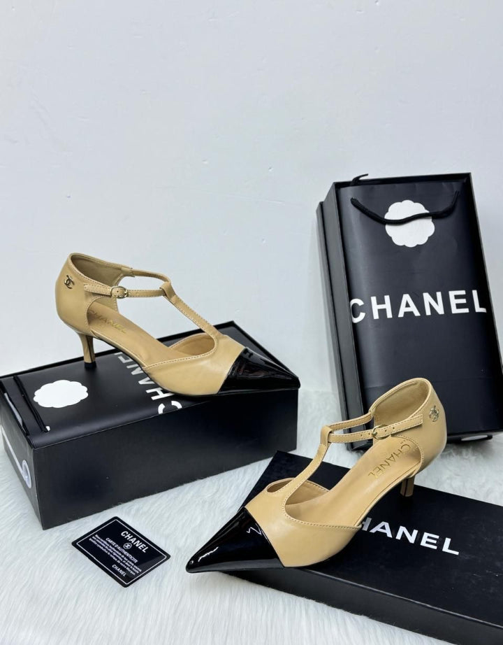 Chanel T-Strap Slingback beige & Black