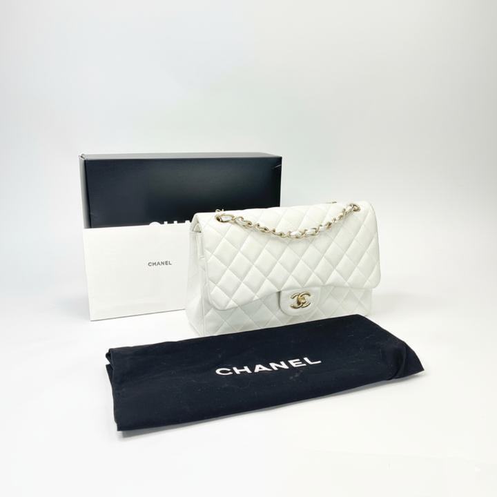 CHANEL Caviar Quilted Medium Double Flap Bag  "White"