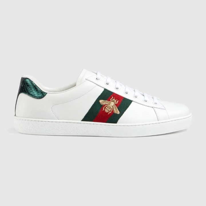 Gucci Men's Ace Embroidered Bee Sneaker "White"