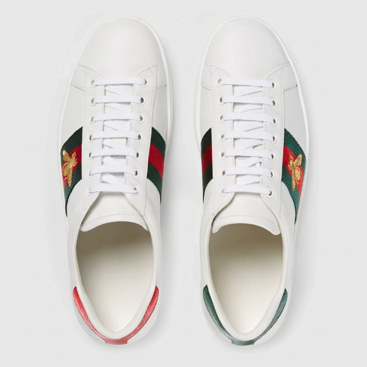 Gucci Men's Ace Embroidered Bee Sneaker "White"