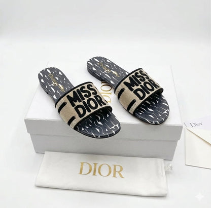 Miss Dior Women's Flat Slipper "Beige/Black"