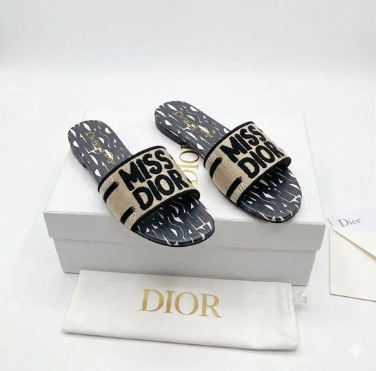 Miss Dior Women's Flat Slipper "Beige/Black"