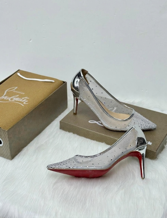 Christian Louboutin Follies Strass Pumps, "Gray"