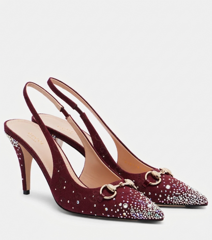 Gucci Horsebit 85 Slingback Pumps "Burgundy"