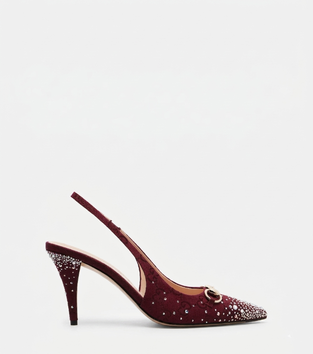 Gucci Horsebit 85 Slingback Pumps "Burgundy"