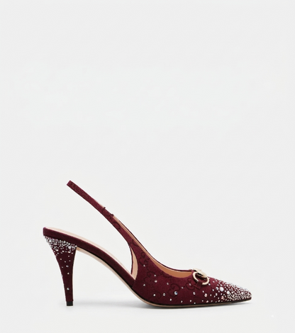 Gucci Horsebit 85 Slingback Pumps "Burgundy"