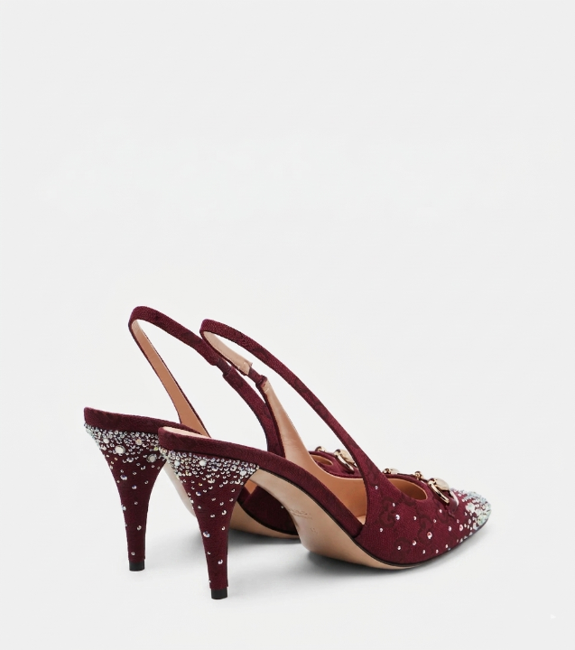 Gucci Horsebit 85 Slingback Pumps "Burgundy"