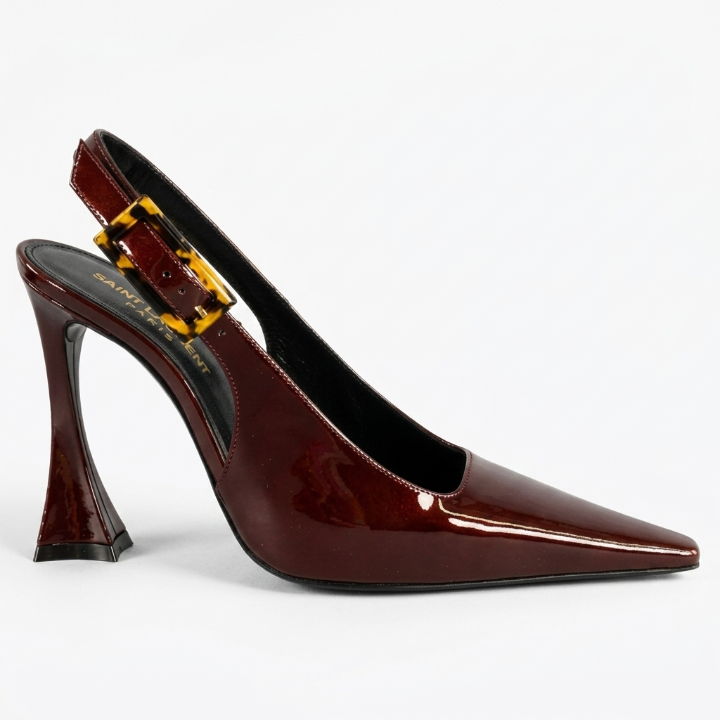 Saint Laurent Dune 110 Slingback Pumps, "Burgundy"