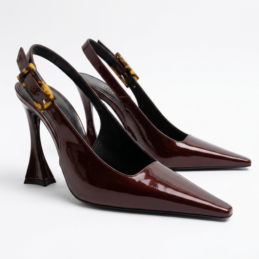 Saint Laurent Dune 110 Slingback Pumps, "Burgundy"