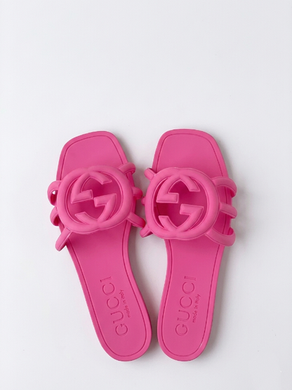 Gucci Interlocking G Slide Sandals "Pink"