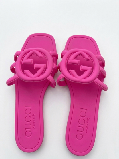 Gucci Interlocking G Slide Sandals "Pink"