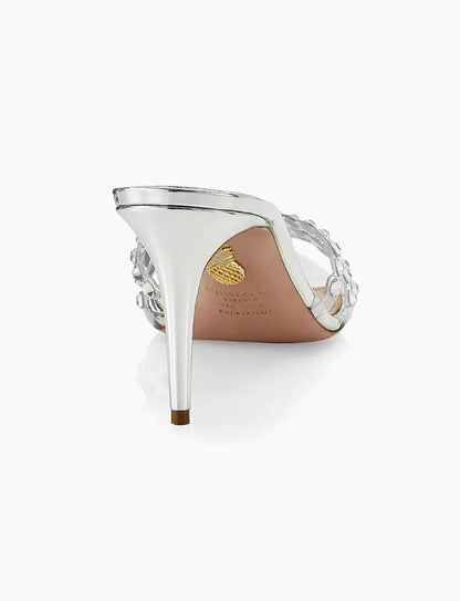Aquazzura Tequila Crystal-Embellished Plexi Mules "Silver"