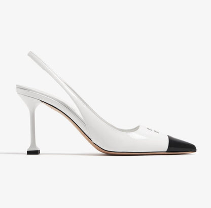 Miu Miu Patent leather Slingback Pumps "White/Black"