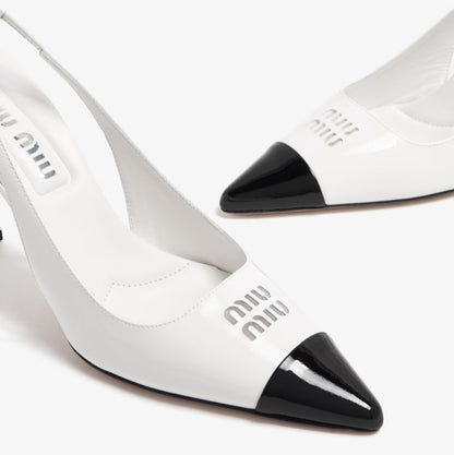 Miu Miu Patent leather Slingback Pumps "White/Black"