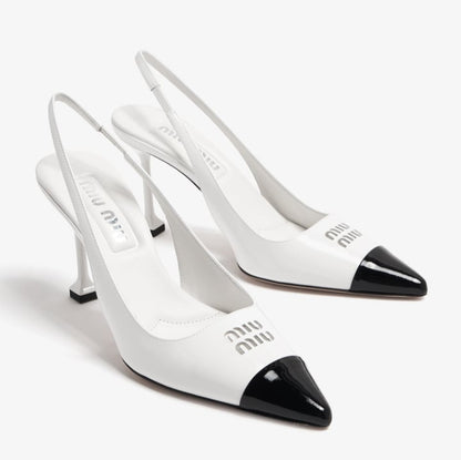 Miu Miu Patent leather Slingback Pumps "White/Black"