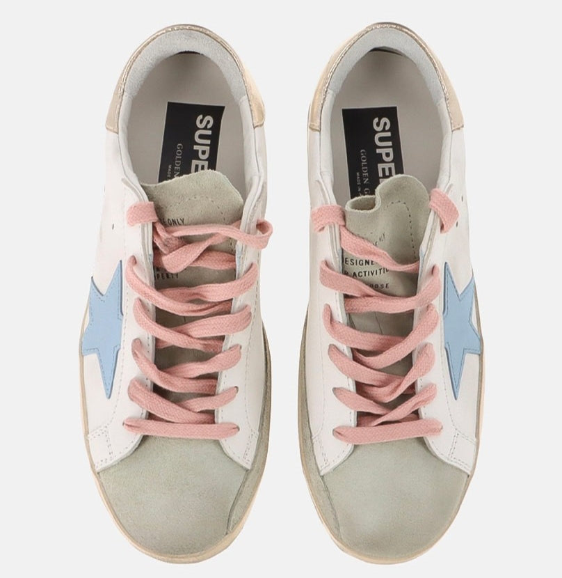 Golden Goose Super-Star Leather Sneakers "White Ice/ Blue /Platinum"