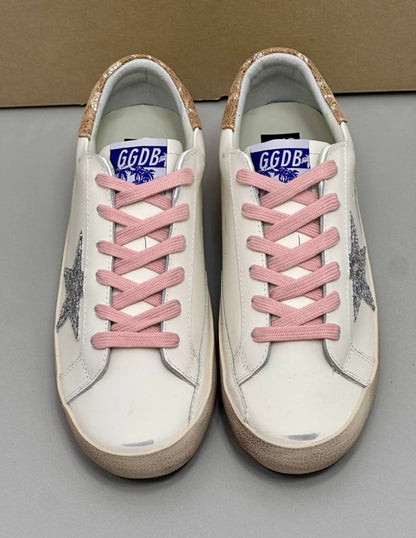 Golden Goose Super-Star Sneakers, White/Pink/ Silver