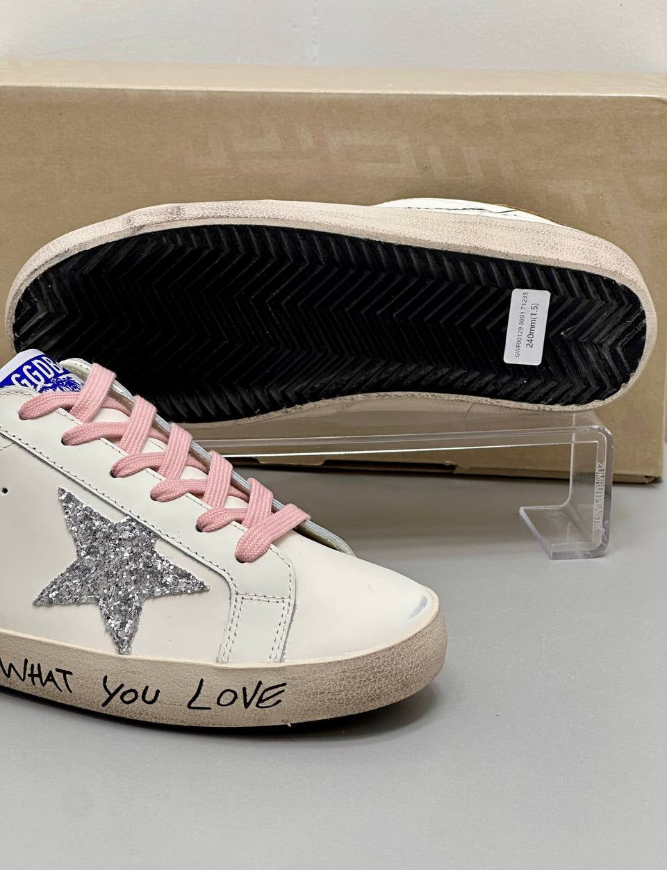 Golden Goose Super-Star Sneakers, White/Pink/ Silver