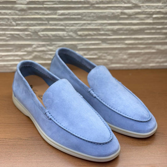Loro Piana Suede Loafers "Light Blue"