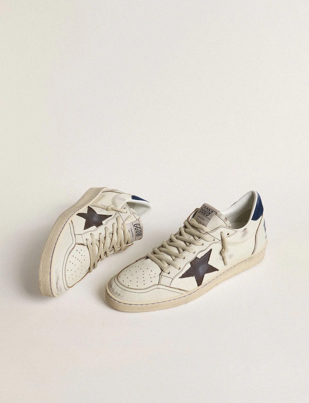 Golden Goose Deluxe Brand Ball Star Sneakers "Brown/White/Blue"