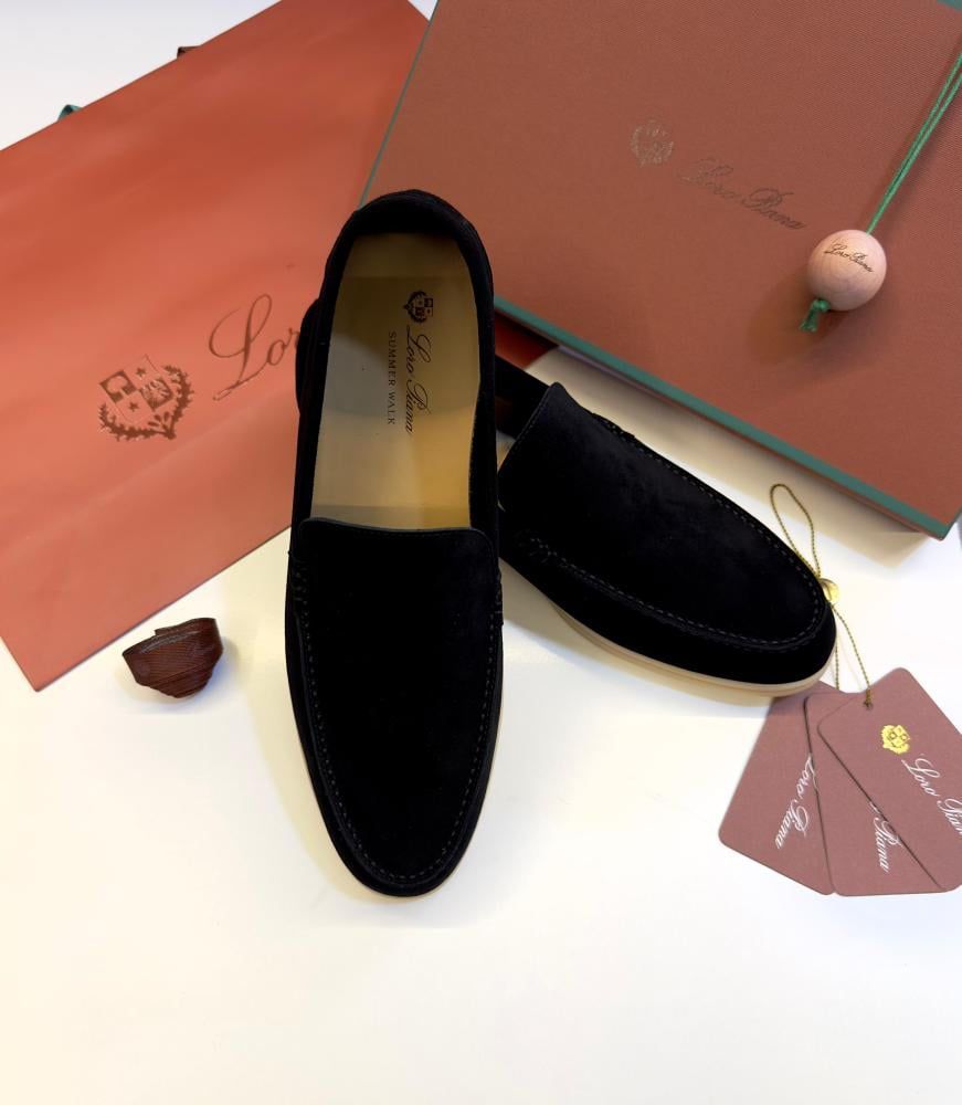Loro Piana Suede Loafers "Black"