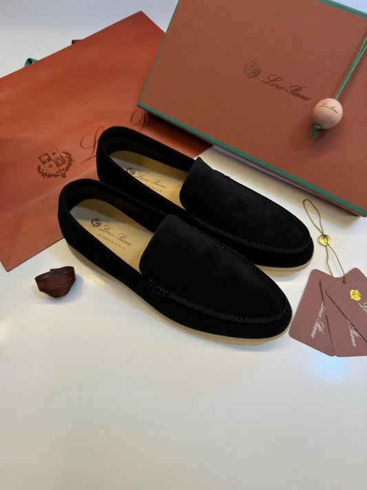 Loro Piana Suede Loafers "Black"