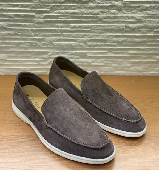 Loro Piana Suede Loafers "Charcoal"