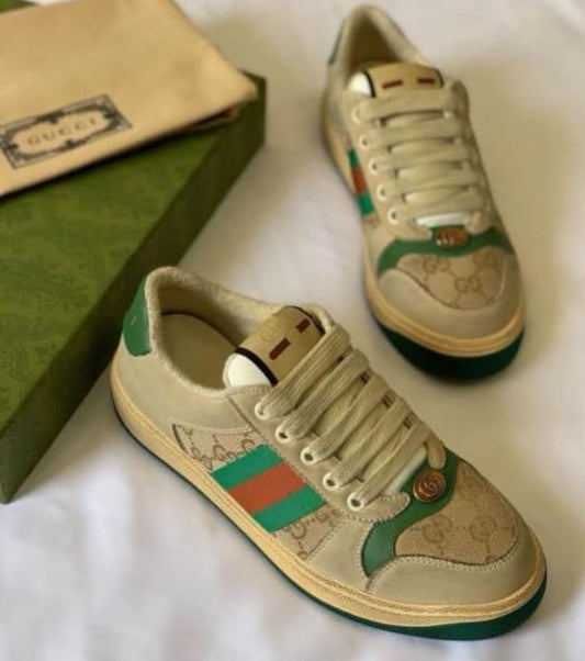 Gucci GG Screener Sneakers "Beige / Green"