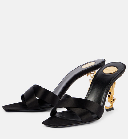 Saint Laurent Opyum 85 Satin Mules "Black"