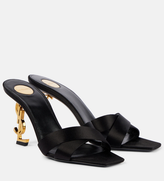 Saint Laurent Opyum 85 Satin Mules "Black"
