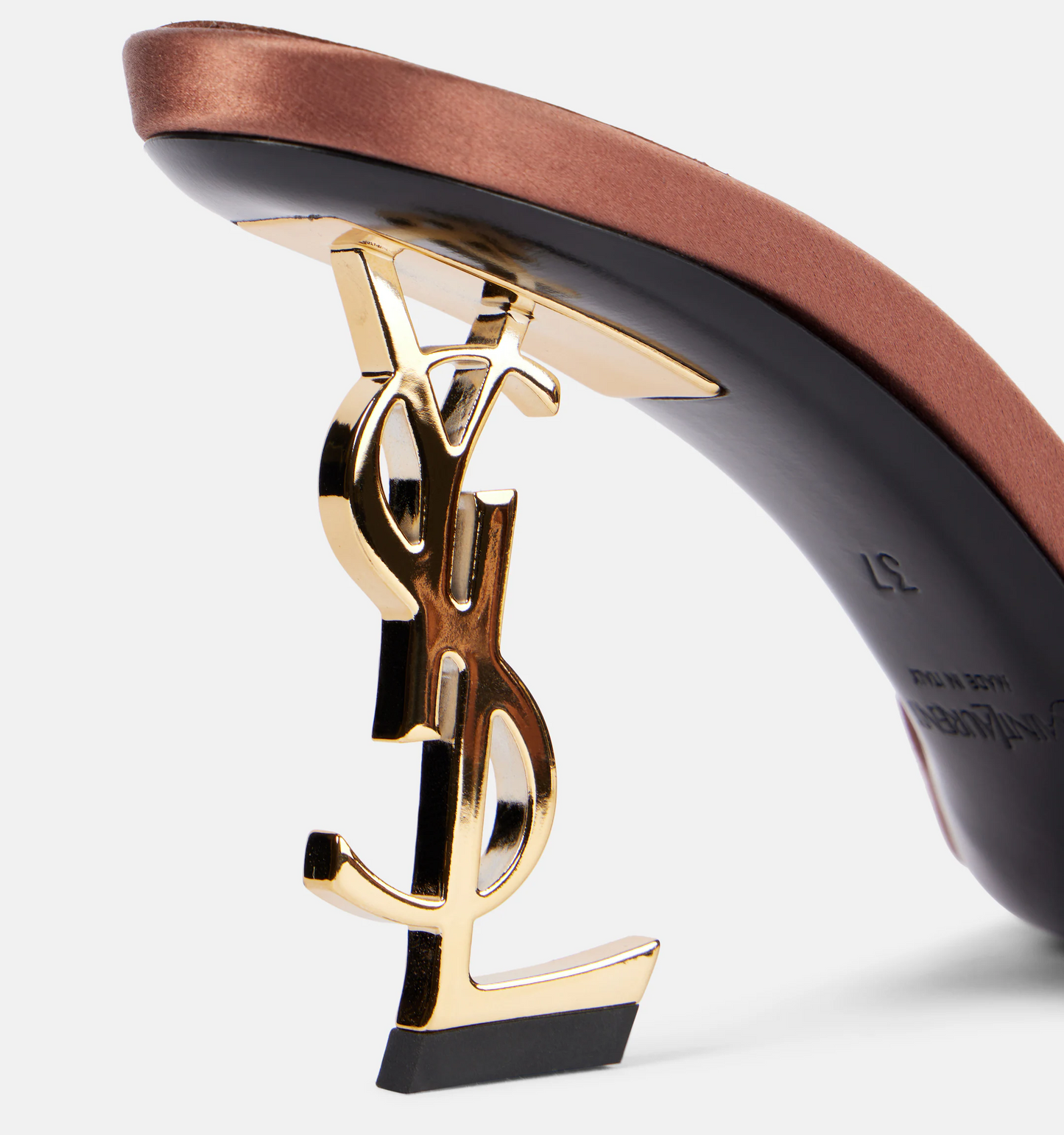 Saint Laurent Opyum 85 Satin Mules "Manioc brown"